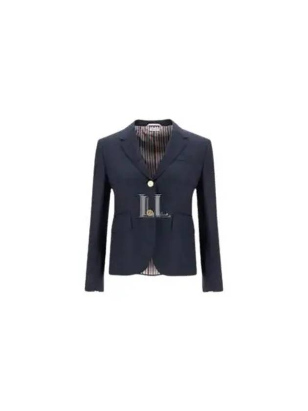 Women's Twill Slim Fit Single Breasted Wool Jacket Navy - THOM BROWNE - BALAAN 2