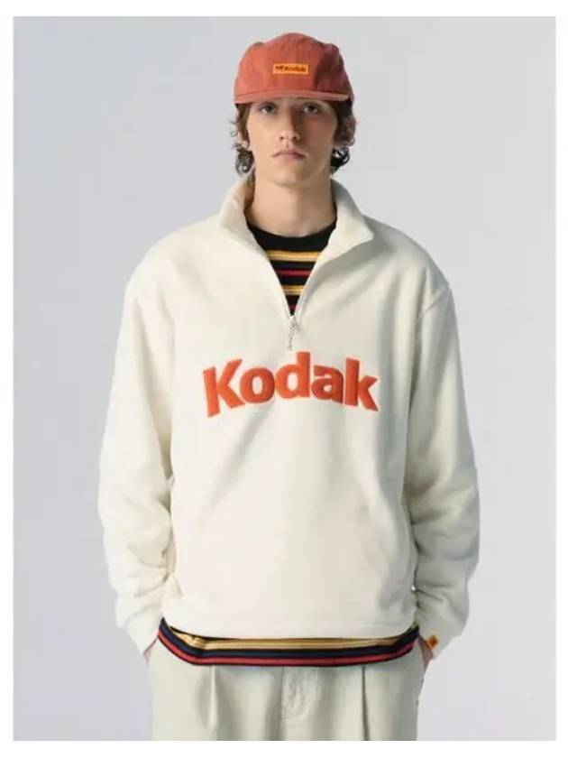 KODAK Apparel Big Logo Microfleece Semi Overfit Half Zip up Sweatshirt IVORY - KODO - BALAAN 1