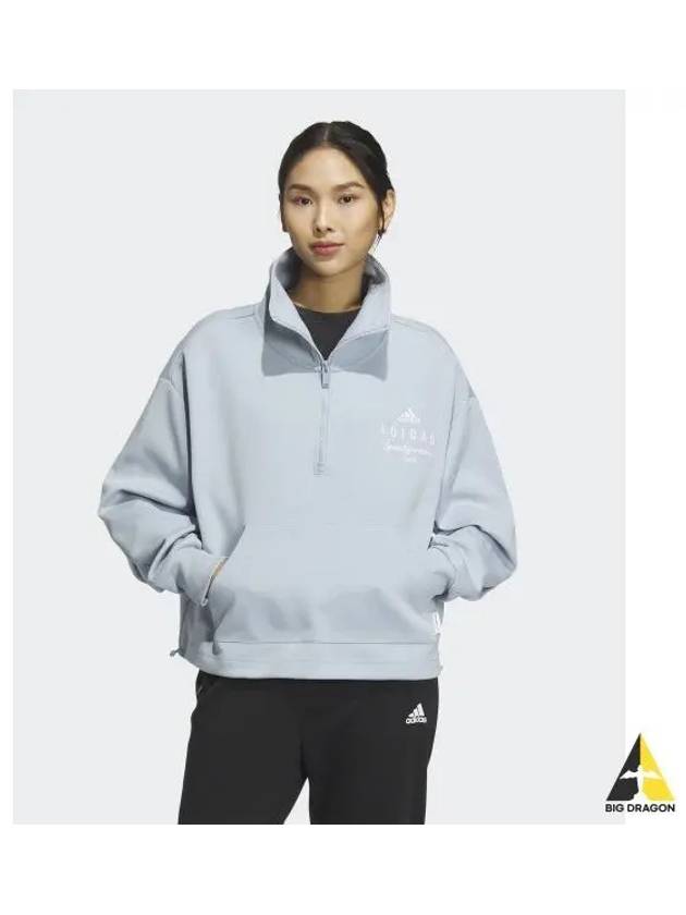 adidas VER half zip sweatshirt sky blue IS7412 - ADIDAS - BALAAN 1