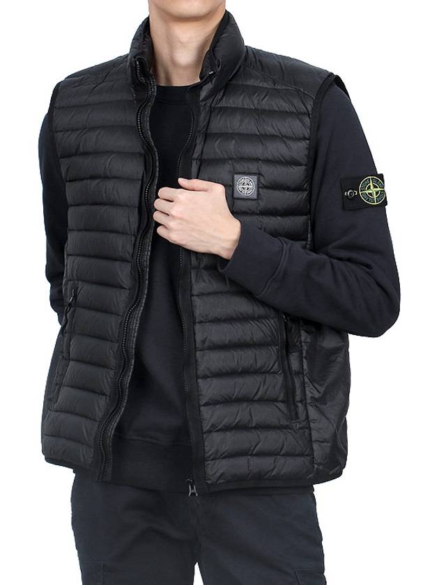 Men's Logo Patch Puffer Vest Black - STONE ISLAND - BALAAN 4