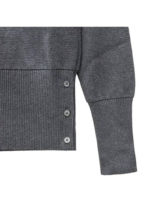 Milano Stitch Crewneck 4-Bar Cotton Crepe Knit Top Grey - THOM BROWNE - BALAAN 5