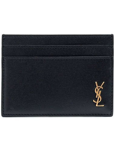 Tiny Monogram Shiny Leather Card Case Black - SAINT LAURENT - BALAAN 1