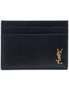 Tiny Monogram Shiny Leather Card Case Black - SAINT LAURENT - BALAAN 1