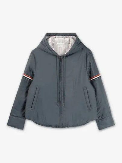 Ultra Light Nylon Tech Down Fill Armband Shirt Hem Hooded Jacket Grey - THOM BROWNE - BALAAN 2