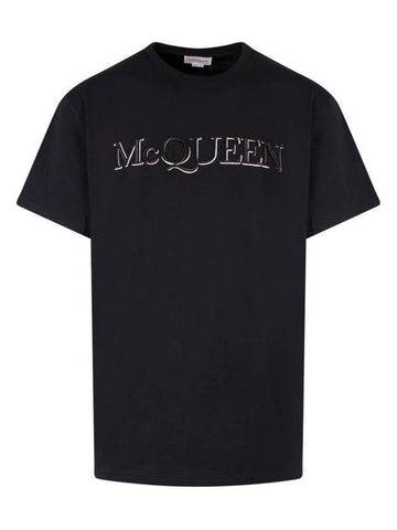 Girocolo Logo Short Sleeve T-Shirt Black - ALEXANDER MCQUEEN - BALAAN 1