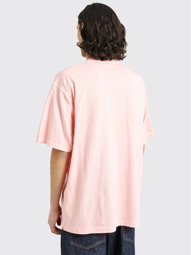 Fissato Effect Compass Embroidery Logo Short Sleeve T-shirt Pink - STONE ISLAND - BALAAN 4