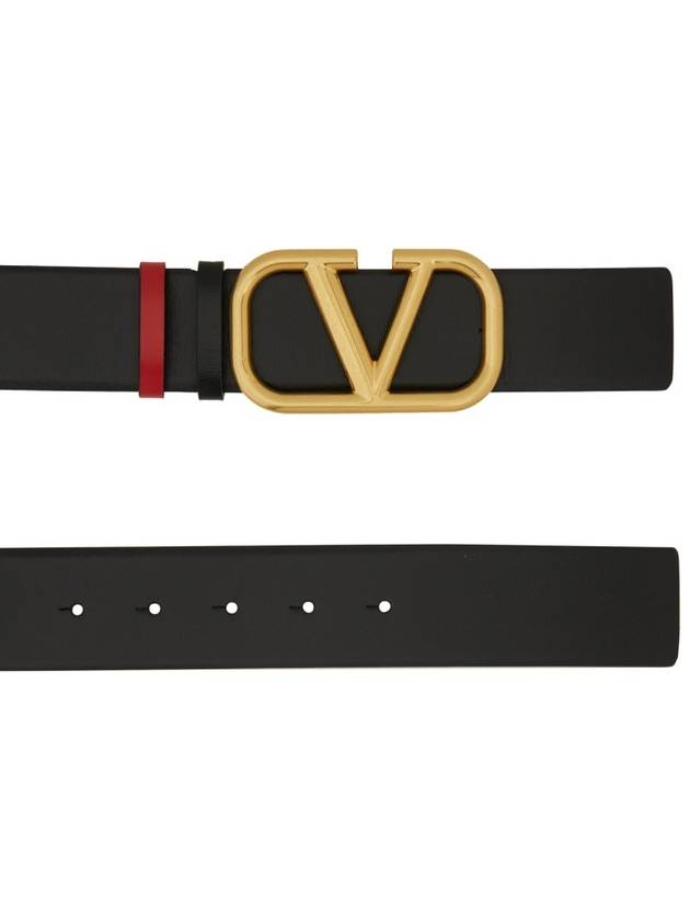 Vlogo Signature Reversible Leather Belt Black Red - VALENTINO - BALAAN 3