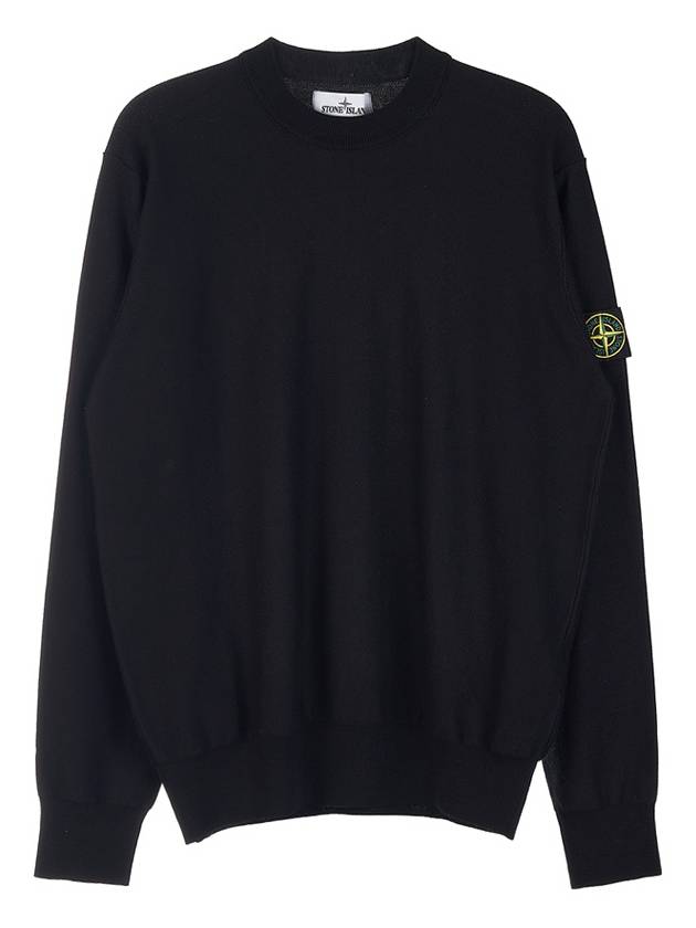 Soft Cotton Crewneck Knit Top Black - STONE ISLAND - BALAAN 2