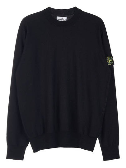 Soft Cotton Crewneck Knit Top Black - STONE ISLAND - BALAAN 2