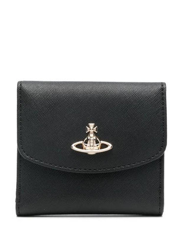 ORB Logo Tri-Fold Half Wallet Black - VIVIENNE WESTWOOD - BALAAN 1