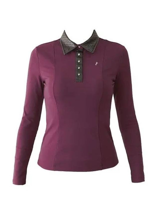 Leather Collar T Shirt Purple - J JANE - BALAAN 2