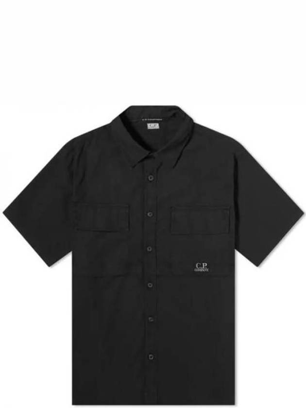 Cotton Rip-Stop Short Sleeve Shirt Black - CP COMPANY - BALAAN 2