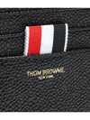 Stripe Zip Around Pebble Grain Leather Card Wallet Black - THOM BROWNE - BALAAN 4