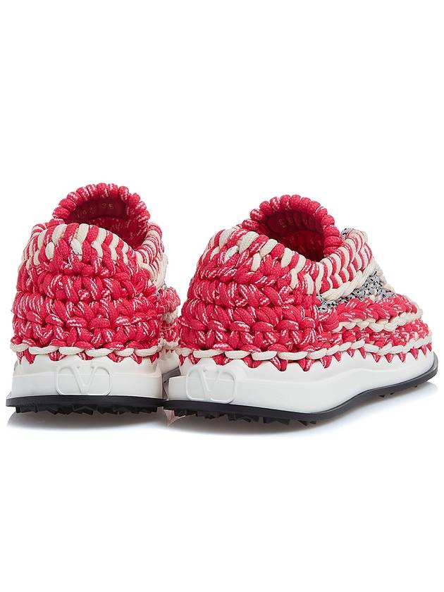 Fabric Crochet Low-Top Sneakers Pink - VALENTINO - BALAAN 5