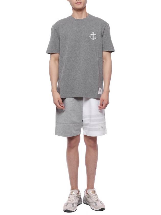 Midweight Jersey Anchor Short Sleeve T-Shirt Light Grey - THOM BROWNE - BALAAN 4