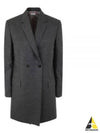 Women's Flannel Sports Wool Double Coat Medium Grey - THOM BROWNE - BALAAN 2