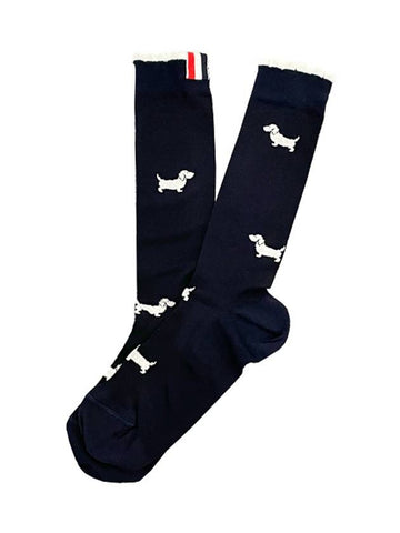 Pointel Hector Mid Calf Socks Navy FAS196A Y3011 415 - THOM BROWNE - BALAAN 1