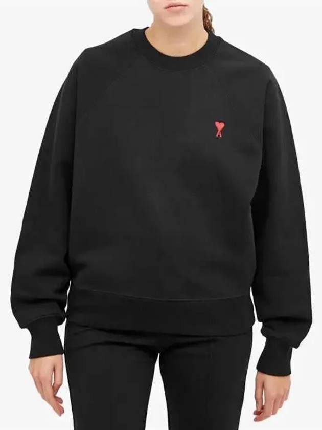 Small Heart Logo Sweatshirt Black - AMI - BALAAN 3