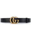 GG Marmont Double G Buckle Wide Leather Belt Black - GUCCI - BALAAN 2