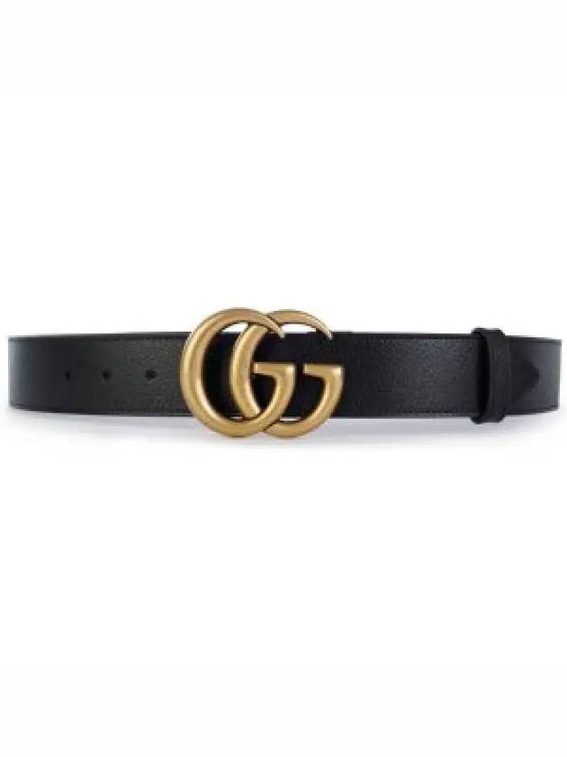 GG Marmont Double G Buckle Wide Leather Belt Black - GUCCI - BALAAN 2