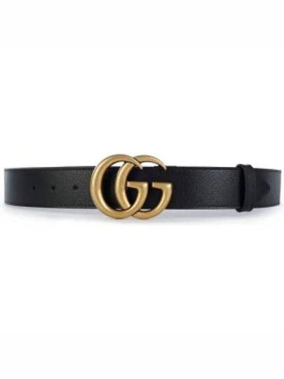 GG Marmont Double G Buckle Wide Leather Belt Black - GUCCI - BALAAN 2