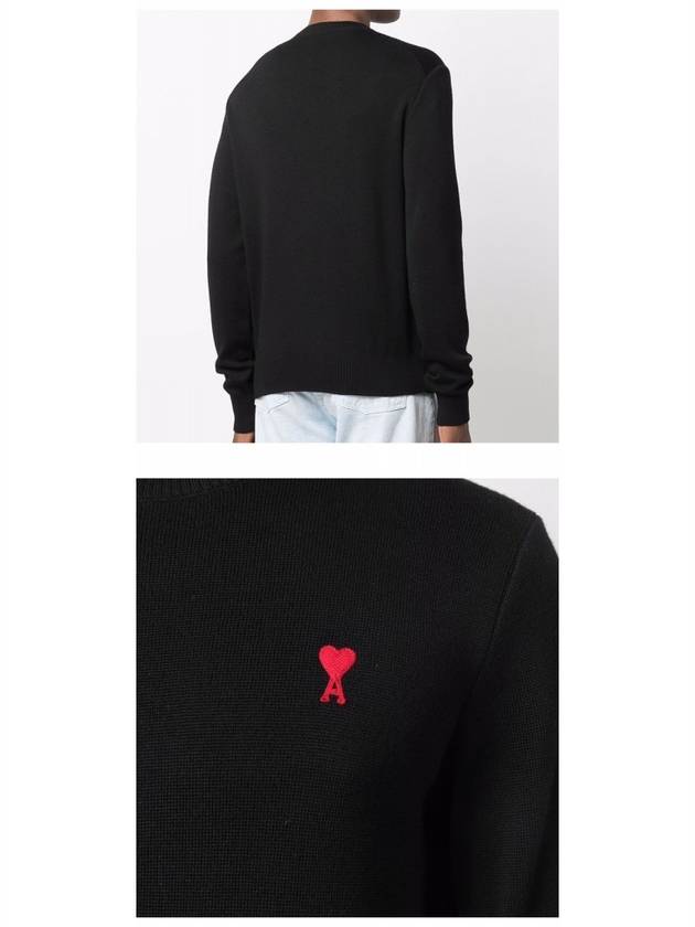 Heart Logo Patch Knit Top Black - AMI - BALAAN 7