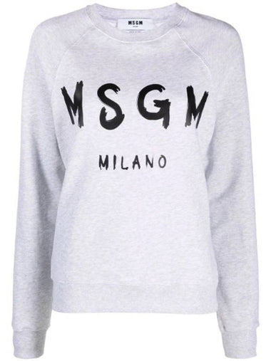 Milano Brushed Logo Print Crew Neck Sweatshirt Grey - MSGM - BALAAN 1