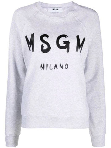 Milano Brushed Logo Print Crew Neck Sweatshirt Grey - MSGM - BALAAN 1