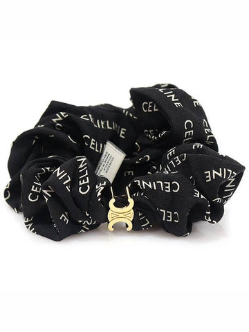 46Y352SIB 35OB 100 silk black gold plated logo Leureur scrunchie hair - CELINE - BALAAN 1