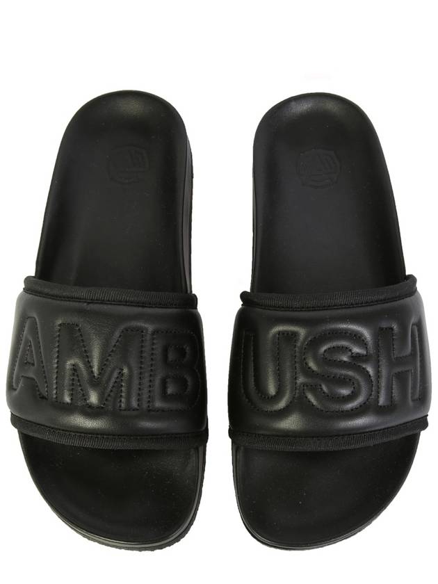 Logo Padded Leather Slippers Black - AMBUSH - BALAAN 4