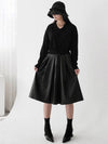 e Women's Knit Leather Mixed Midi Dress Black - PRETONE - BALAAN 4