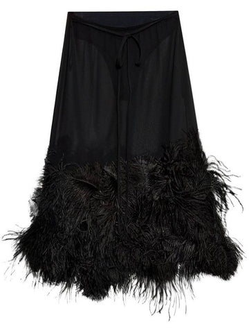 ostrich feather-trim midi skirt - THE ATTICO - BALAAN 1