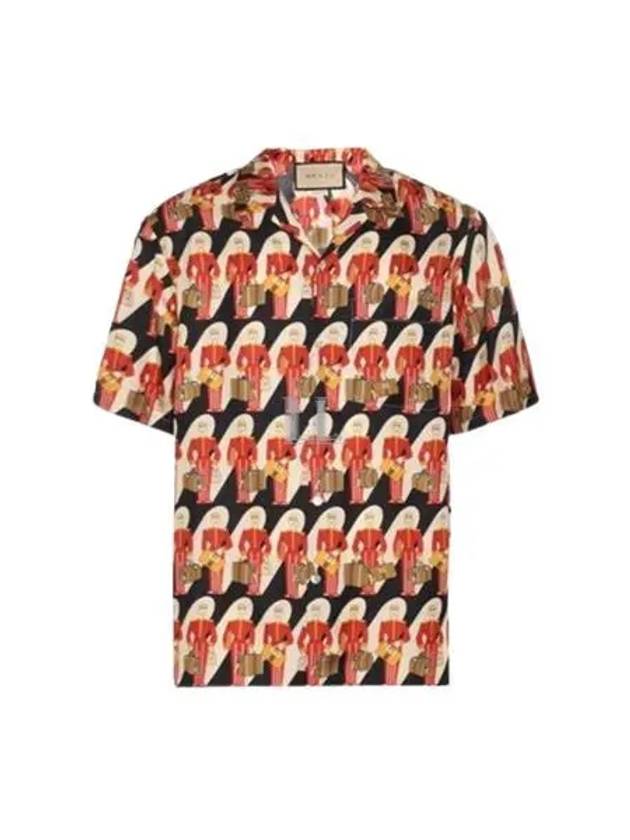 Porter Print Silk Short Sleeve Shirt - GUCCI - BALAAN 2