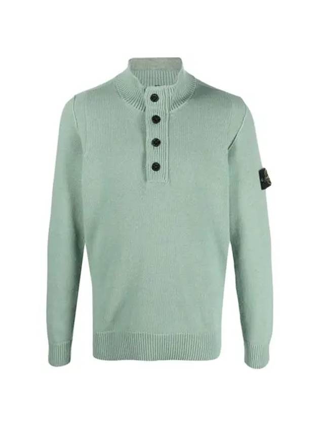 High Neck Half Button Lambswool Knit Top Sage Green - STONE ISLAND - BALAAN 2