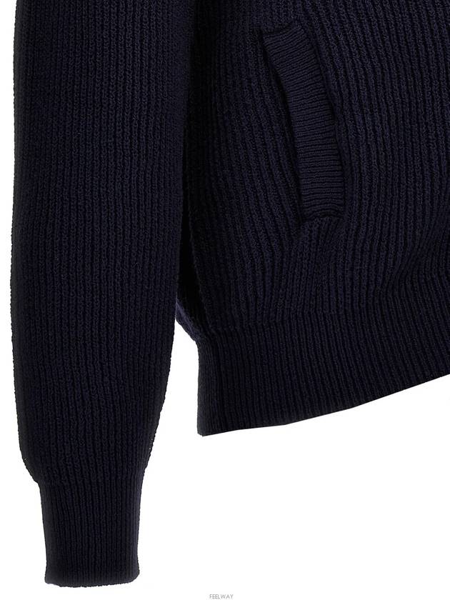 Ribbed Cotton Full-Zip Cardigan Navy - BRUNELLO CUCINELLI - BALAAN 6