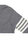 4-Bar Striped Waffle High V-Neck Cardigan Light Grey - THOM BROWNE - BALAAN 5