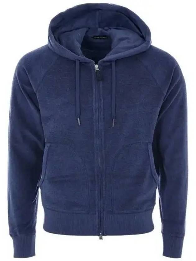 Cotton terry blue hooded zip up 271521 - TOM FORD - BALAAN 1