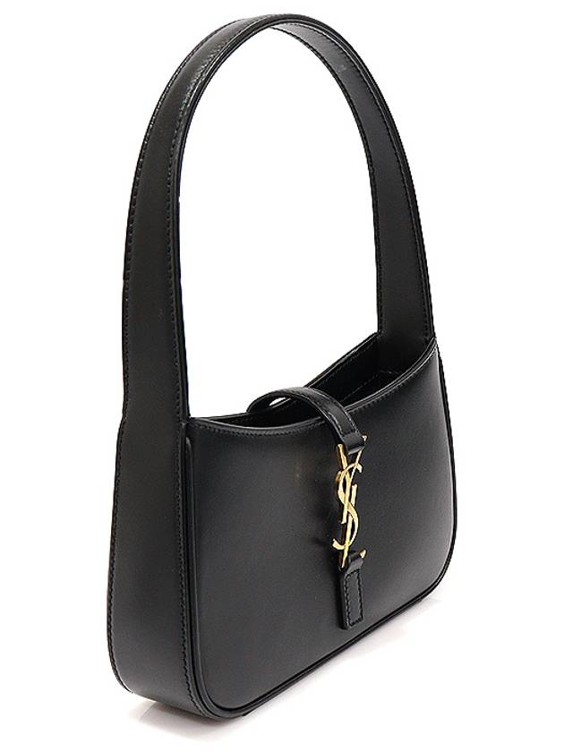 710318 Black Smooth Calfskin Gold Monogram LE 5 A 7 Mini Hobo Shoulder Bag - SAINT LAURENT - BALAAN 3