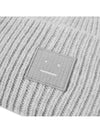 Face Patch Ribbed Wool Beanie Grey - ACNE STUDIOS - BALAAN 3