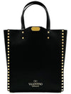 Rockstud Tote Bag Black - VALENTINO - BALAAN 3