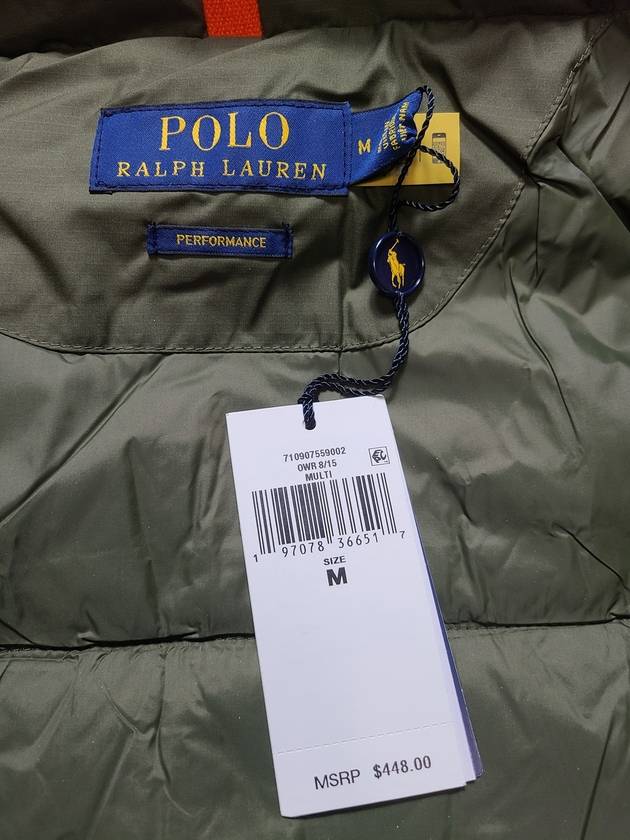 Embroidered Logo Zipper Padded Jacket Olive Beige - POLO RALPH LAUREN - BALAAN 9