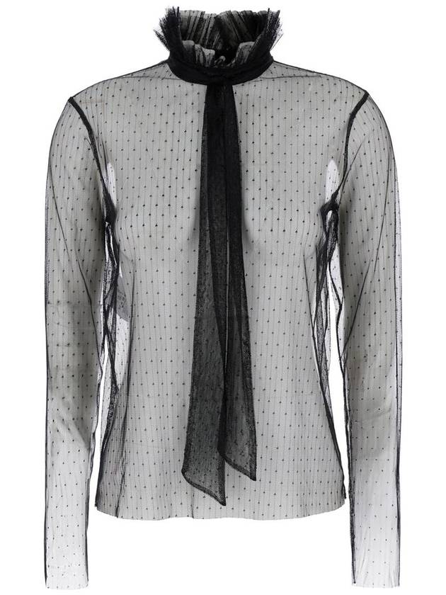 Black Shirt With Thin Scarf And Polka-Dots In Organza Woman - PHILOSOPHY DI LORENZO SERAFINI - BALAAN 1