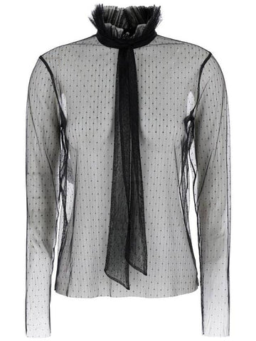 Black Shirt With Thin Scarf And Polka-Dots In Organza Woman - PHILOSOPHY DI LORENZO SERAFINI - BALAAN 1