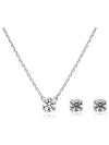 Stilla Round Cut Necklace Earrings Set Silver - SWAROVSKI - BALAAN 2