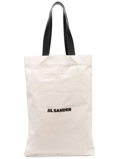 Logo Shopping Cotton Tote Bag Natural - JIL SANDER - BALAAN 2