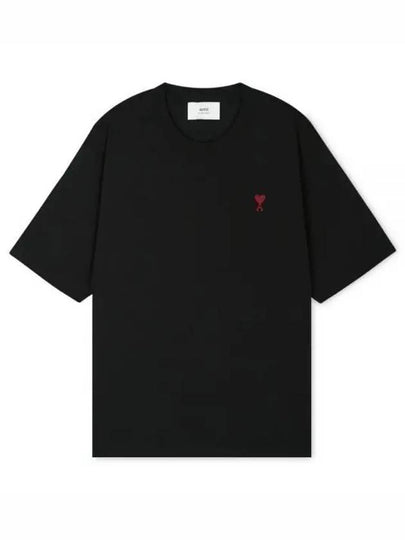 Small Heart Logo Boxy Fit Short Sleeve T-Shirt Black - AMI - BALAAN 2