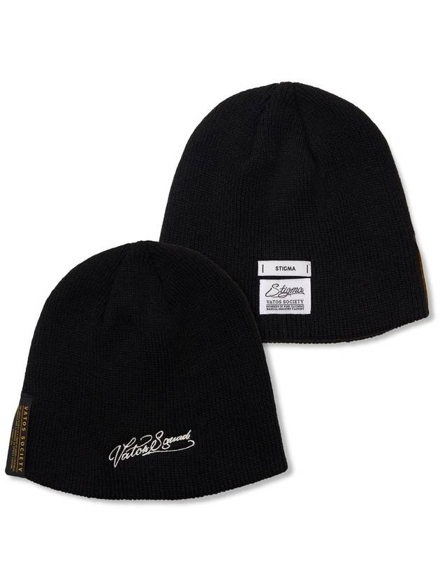 Vatos Squad Embroidered Beanie Black - STIGMA - BALAAN 1