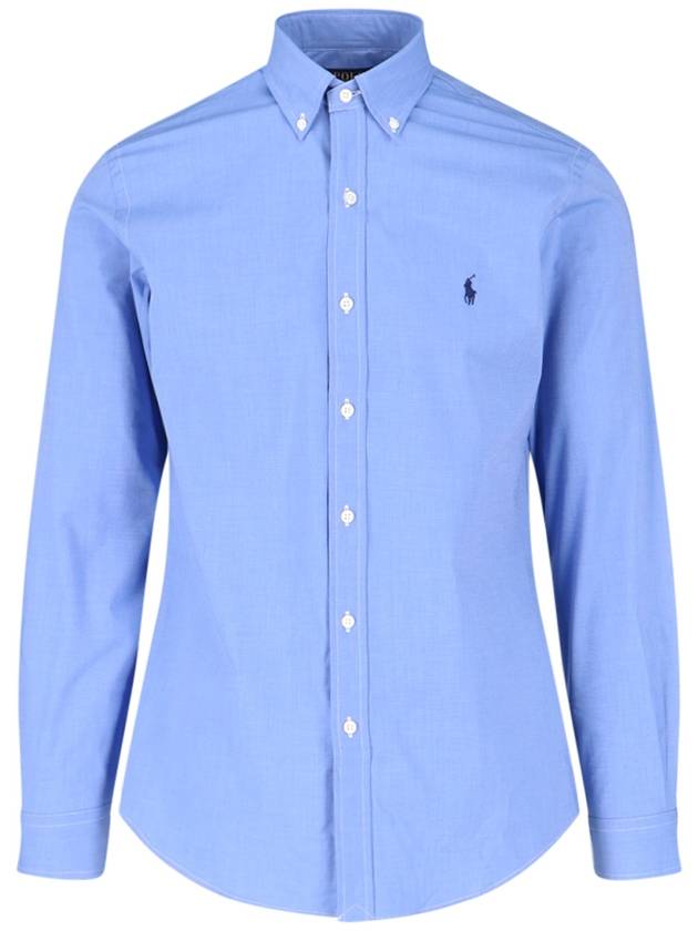 Embroidered Logo Pony Long Sleeve Shirt Blue - POLO RALPH LAUREN - BALAAN 2