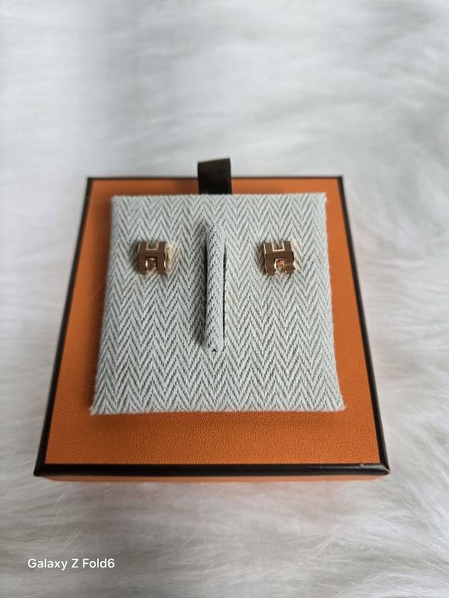 Pop H Mini Earrings Rose Gold - HERMES - BALAAN 4