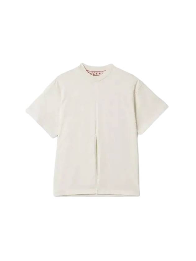 Knot Crop Short Sleeve T-Shirt White - MARNI - BALAAN 1